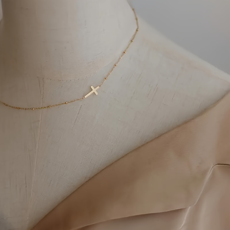 Cross Oval Pendant Stainless Steel Necklace — Easter Gift